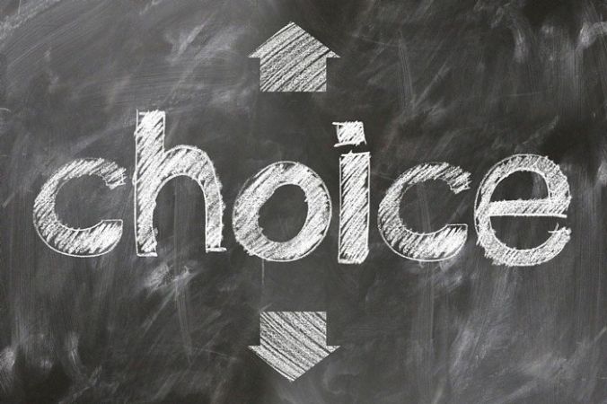 The word "choice" written on a blackboard