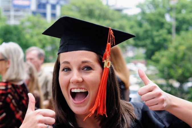 Female student graduating