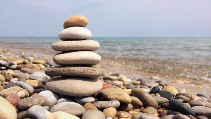 Resilient rocks on a beach